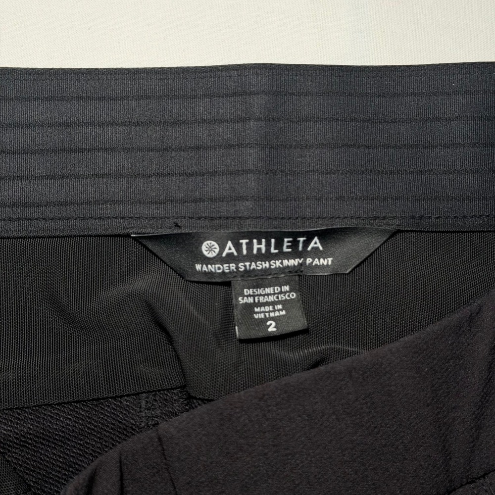 Athleta Wander Stash Skinny Pants Womens 2 Black Pull On Hiking Travel Stretch - Picture 3 of 6